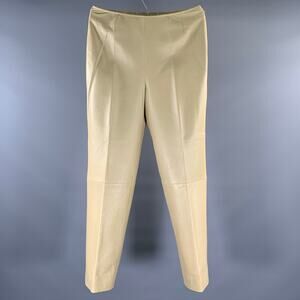 AKRIS Size 10 Cream Leather Casual Pants